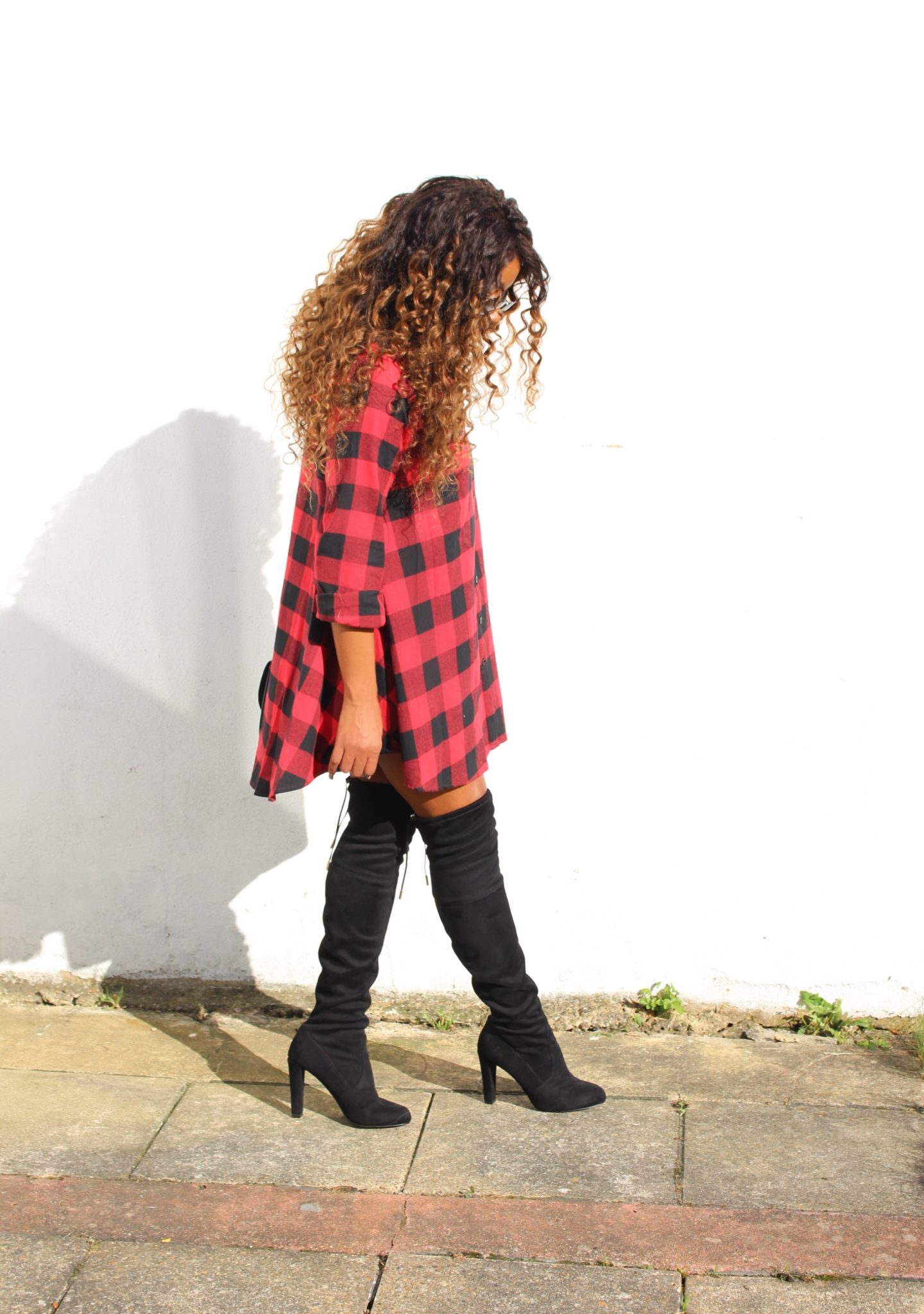 Oversize checked shirt dress